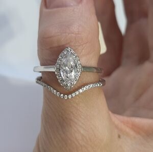 Charmed Aroma Marquise Bridal Ring Set 925 Sterling Silver